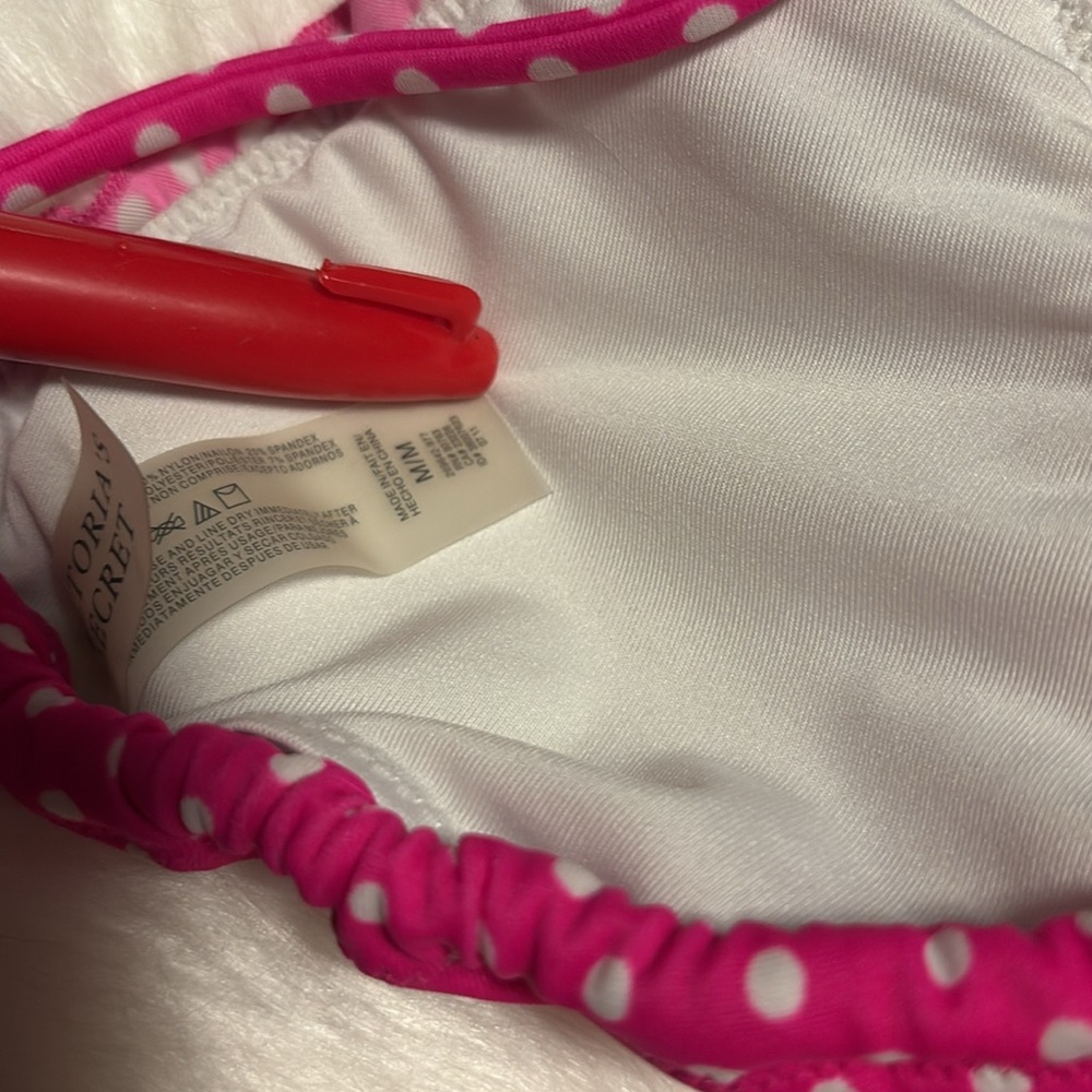 Victoria's Secret Pink and Yellow polka dot Bikini set with Ruched Design M/L - Picture 7 of 12